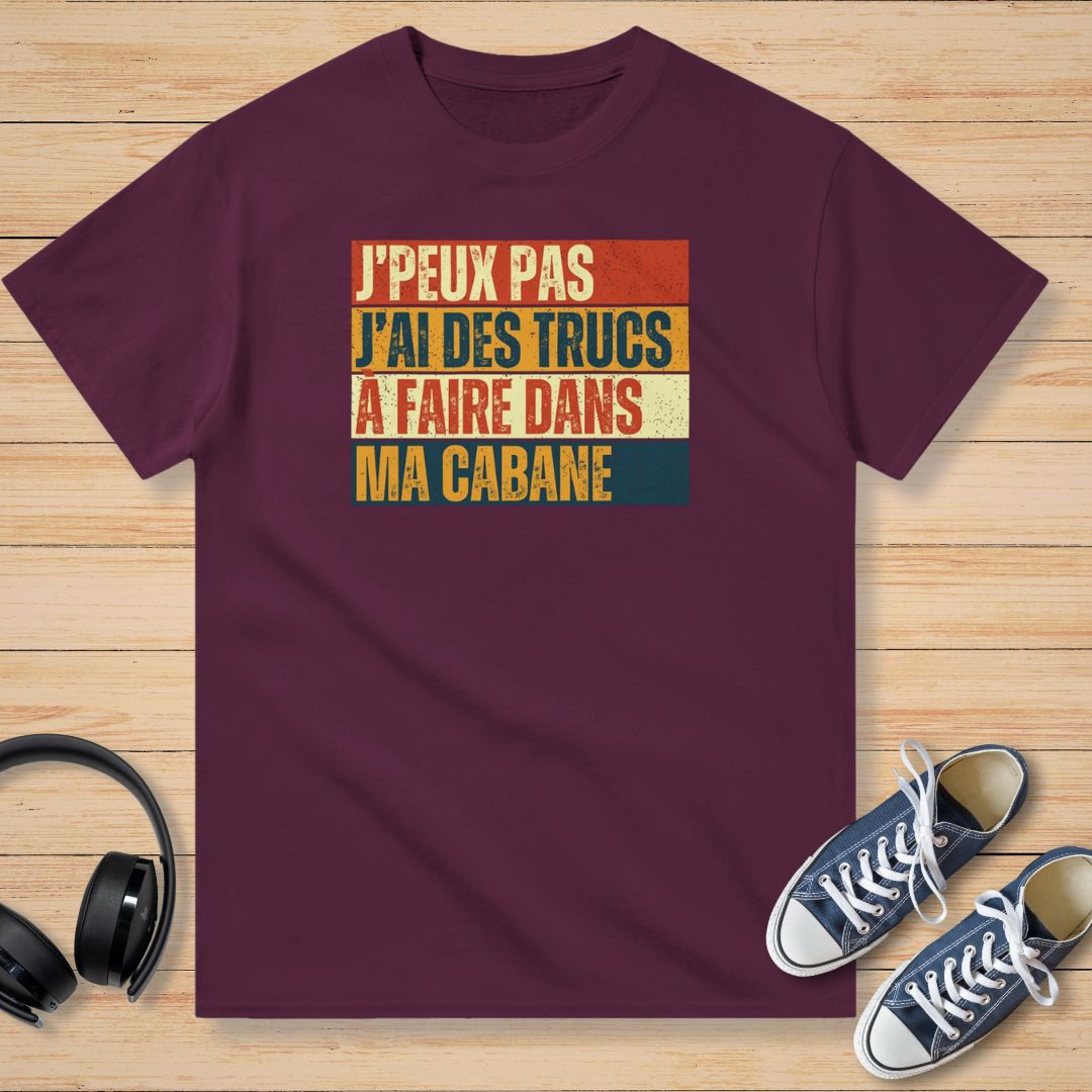 J'Peux Pas Cabane Vintage T-Shirt Bordeaux