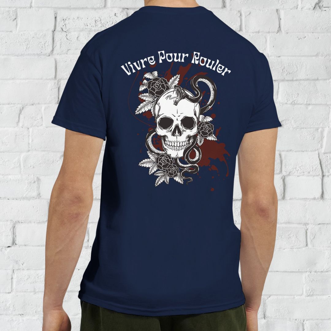 Skull Dos T-Shirt Marine