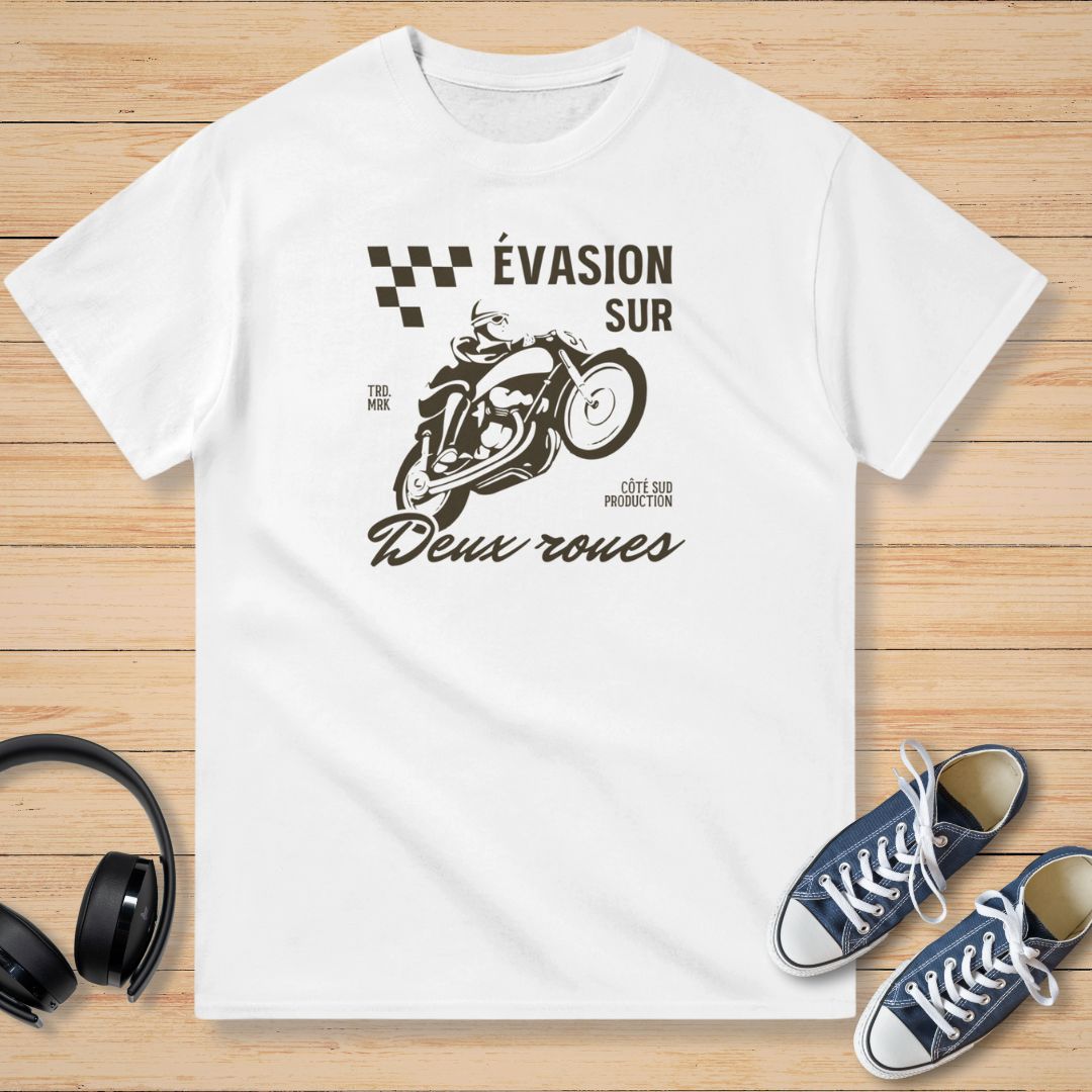 Évasion Sur Deux Roues T-Shirt Blanc