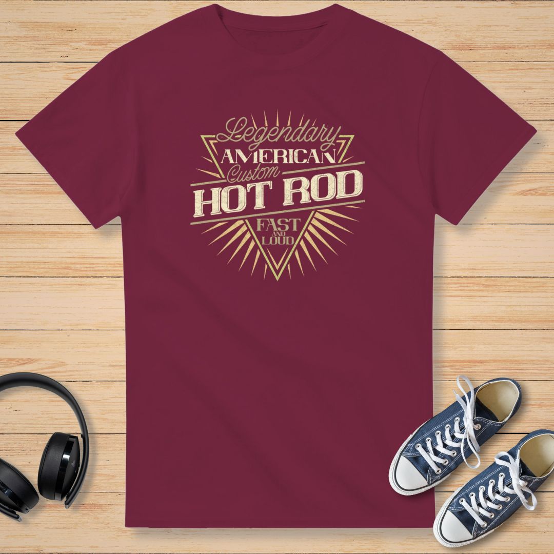 Custom Hot Rod T-Shirt Maroon