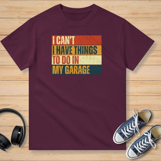 I Can't Garage Vintage T-Shirt Bordeaux