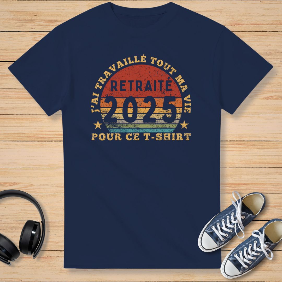 Retraité 2025 T-Shirt Marine