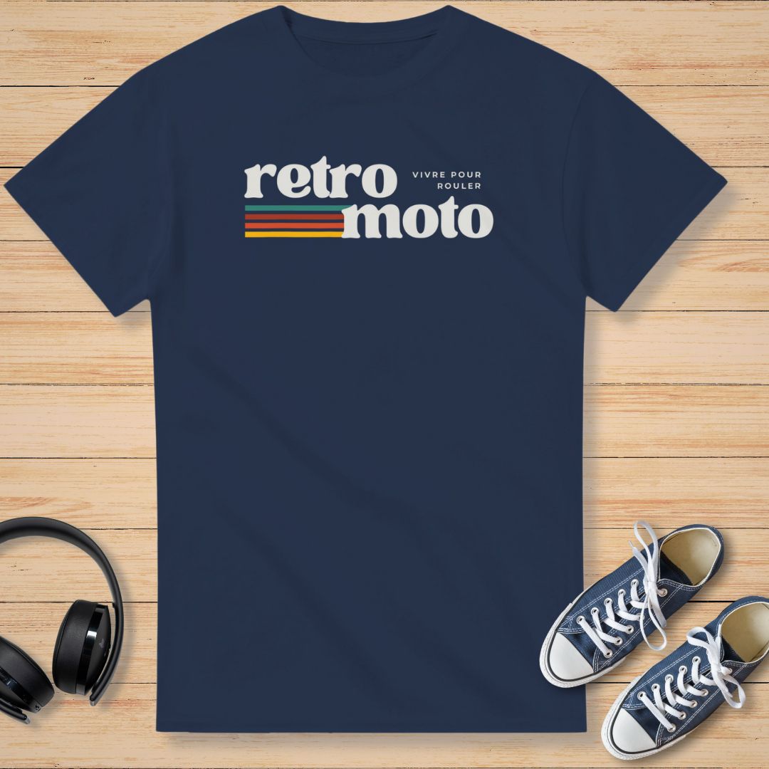 Retro Moto T-Shirt Navy