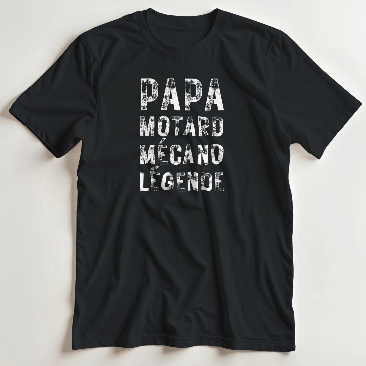 T-shirt en coupe unisexe et 100% coton en Noir M imprimé avec un design Papa Motard T-Shirt .