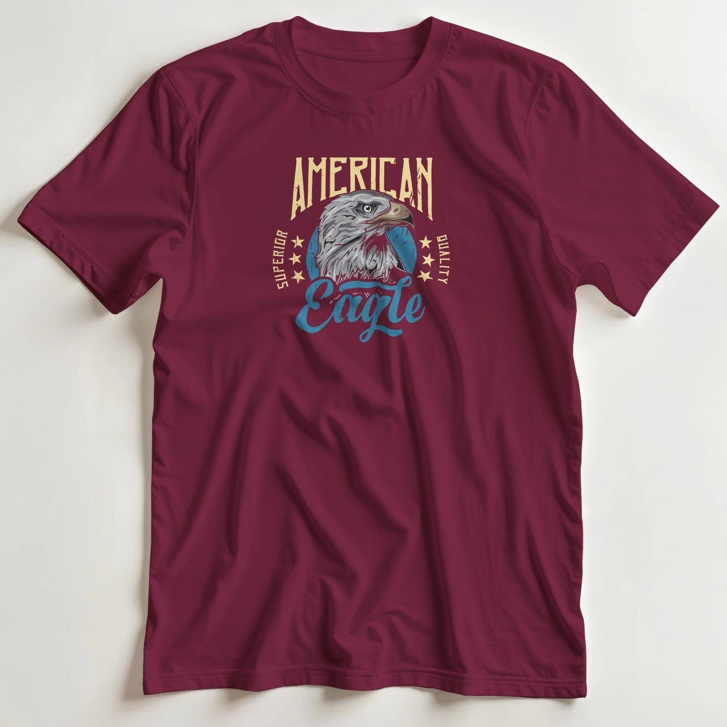 T-shirt en coupe unisexe et 100% coton en Maroon S imprimé avec un design Eagle T-Shirt .