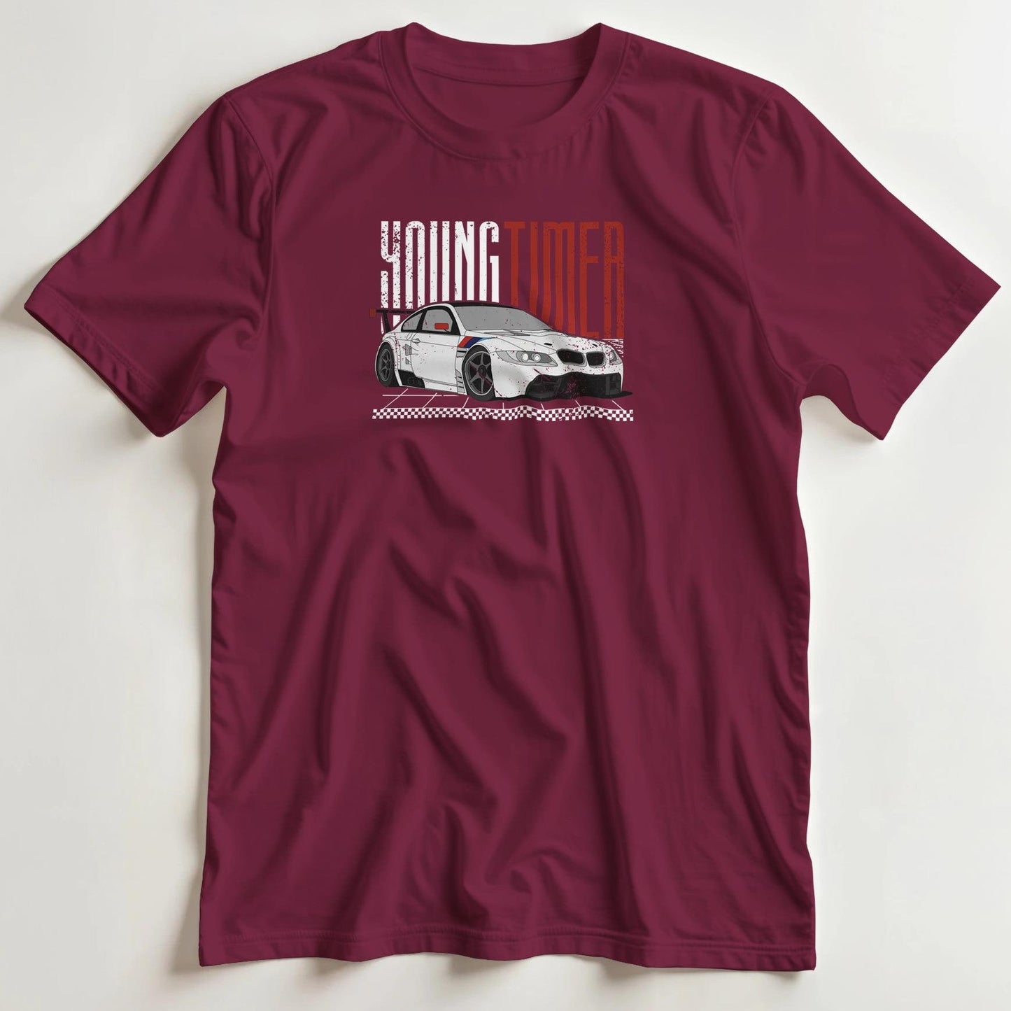 T-shirt en coupe unisexe et 100% coton en Bordeaux 2XL imprimé avec un design Youngtimer T-Shirt .