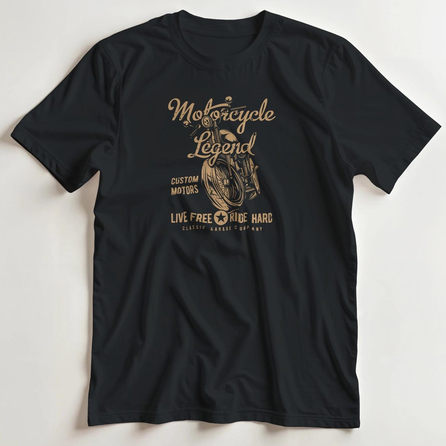 T-shirt en coupe unisexe et 100% coton en Noir S imprimé avec un design Motorcycle Legend T-Shirt .