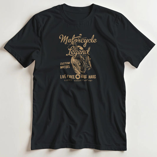 T-shirt en coupe unisexe et 100% coton en Noir S imprimé avec un design Motorcycle Legend T-Shirt .