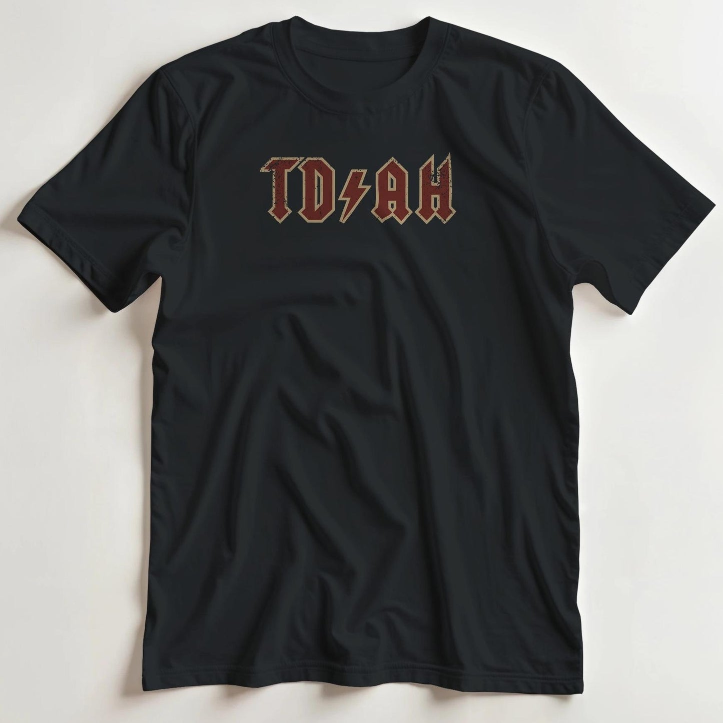 T-shirt en coupe unisexe et 100% coton en Noir imprimé avec un design TDAH Rock T-Shirt .