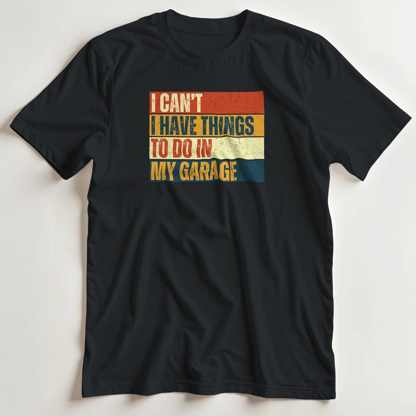 T-shirt en coupe unisexe et 100% coton en Noir 3XL imprimé avec un design I Can't Garage Vintage T-Shirt .