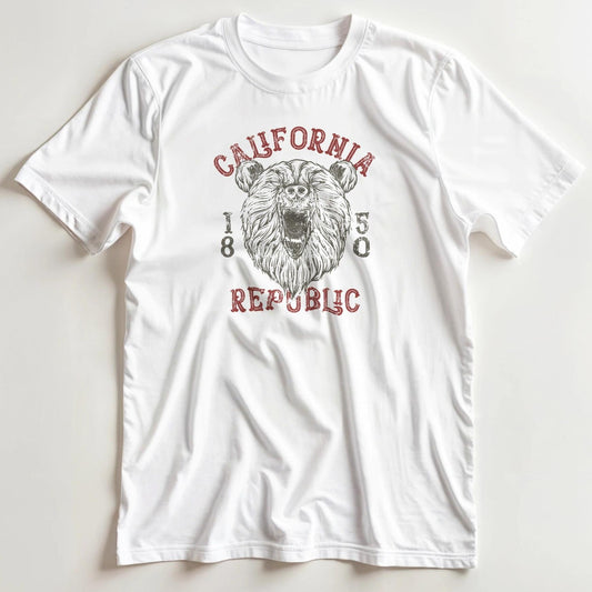 T-shirt en coupe unisexe et 100% coton en Blanc S imprimé avec un design California T-Shirt .