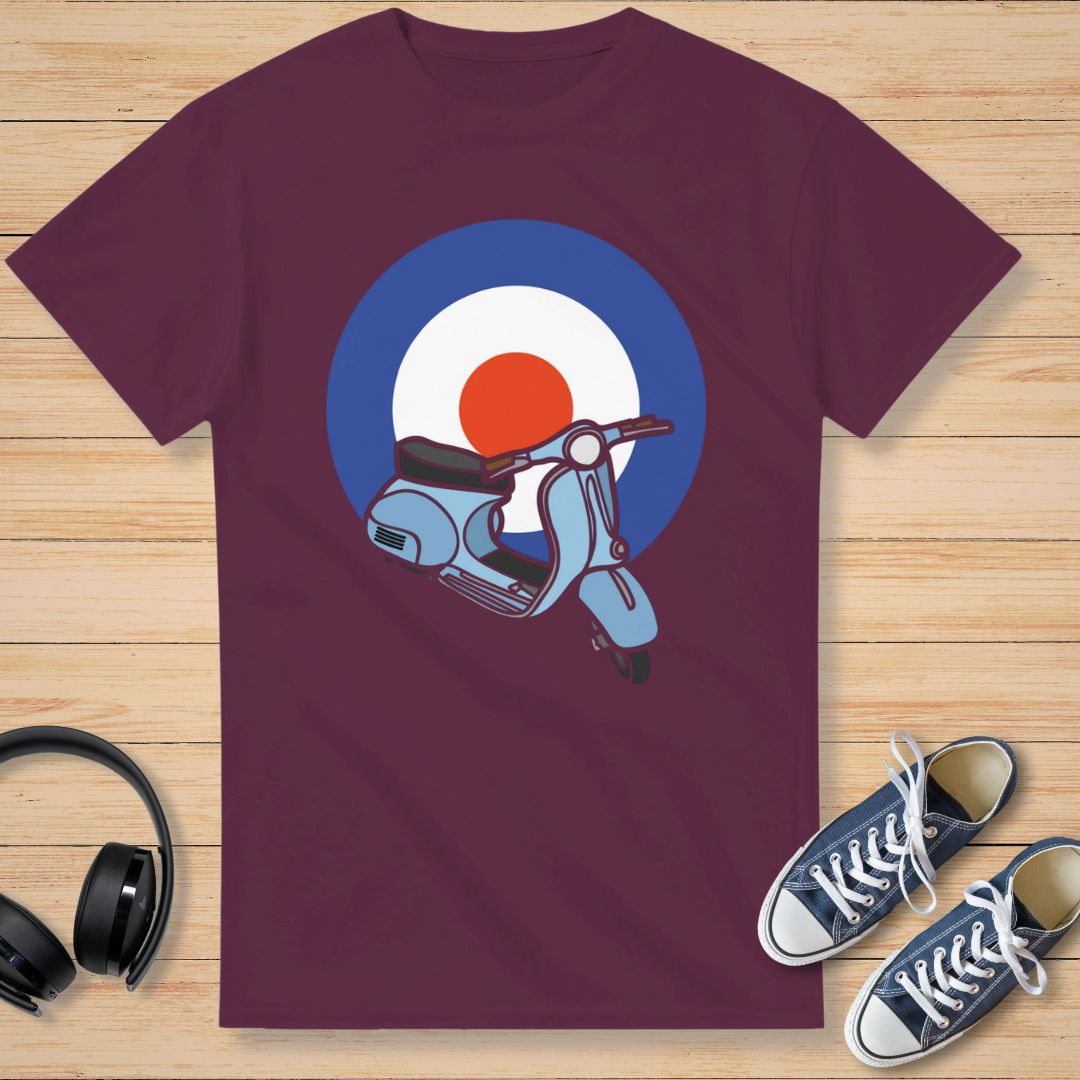 Scooter Mod Bleu T-Shirt Bordeaux