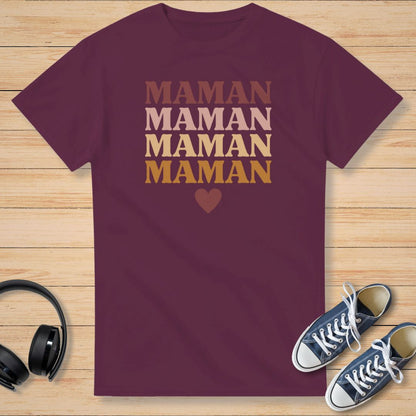 Maman Cœur T-Shirt Bordeaux