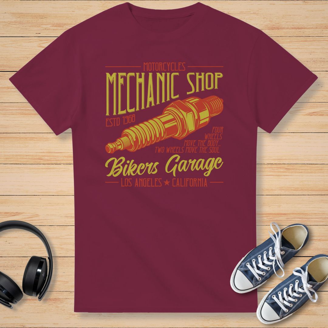 Bikers Garage T-Shirt Maroon