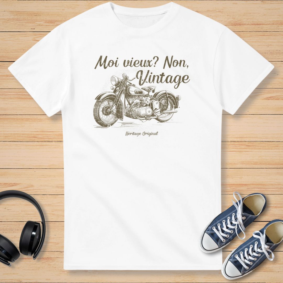 Non, Vintage Moto T-Shirt Blanc