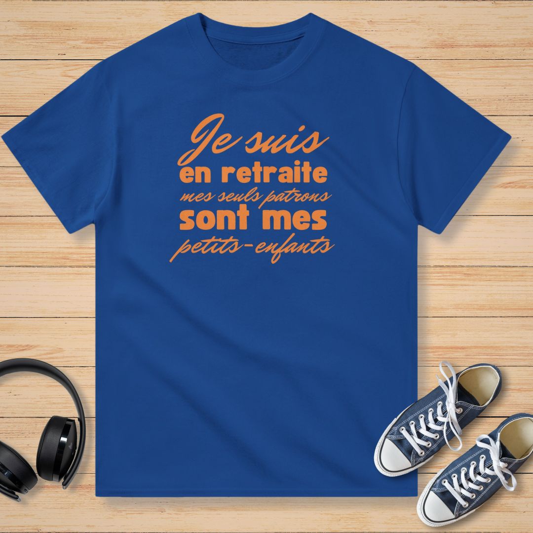 En Retraite Petits-Enfants Orange T-Shirt Royal