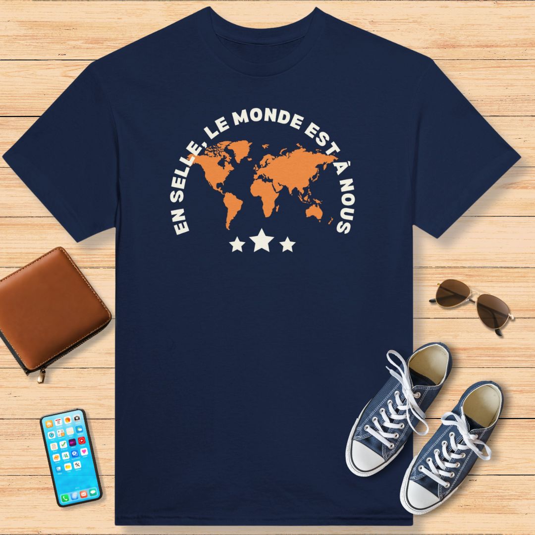 In the Saddle, the World is Ours T-Shirt