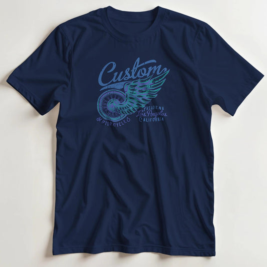 T-shirt en coupe unisexe et 100% coton en Navy S imprimé avec un design Custom LA T-Shirt .