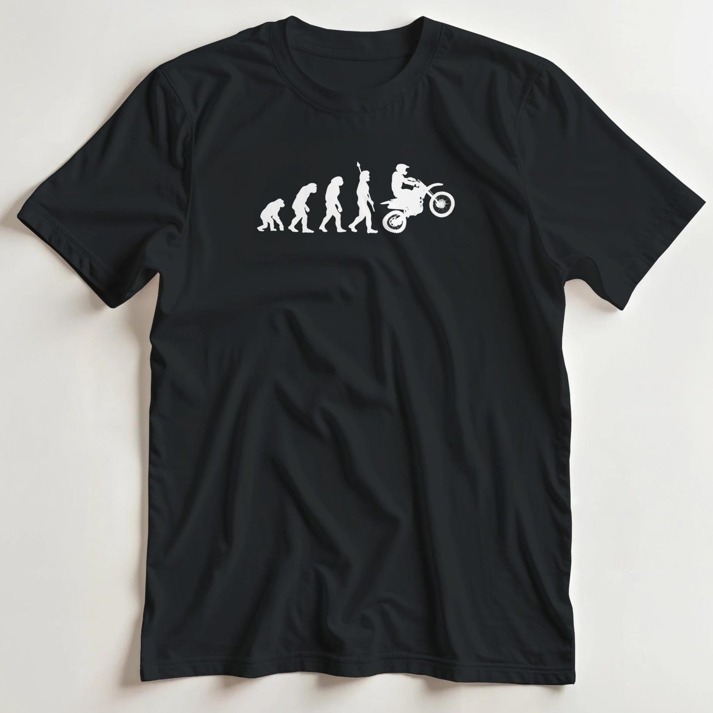 T-shirt en coupe unisexe et 100% coton en Noir L imprimé avec un design Evolution du Motocross T-Shirt .