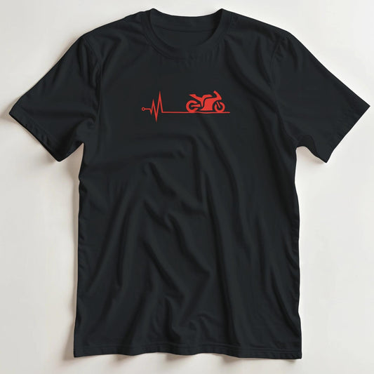T-shirt en coupe unisexe et 100% coton en Noir S imprimé avec un design Battement de Coeur Rouge T-Shirt .