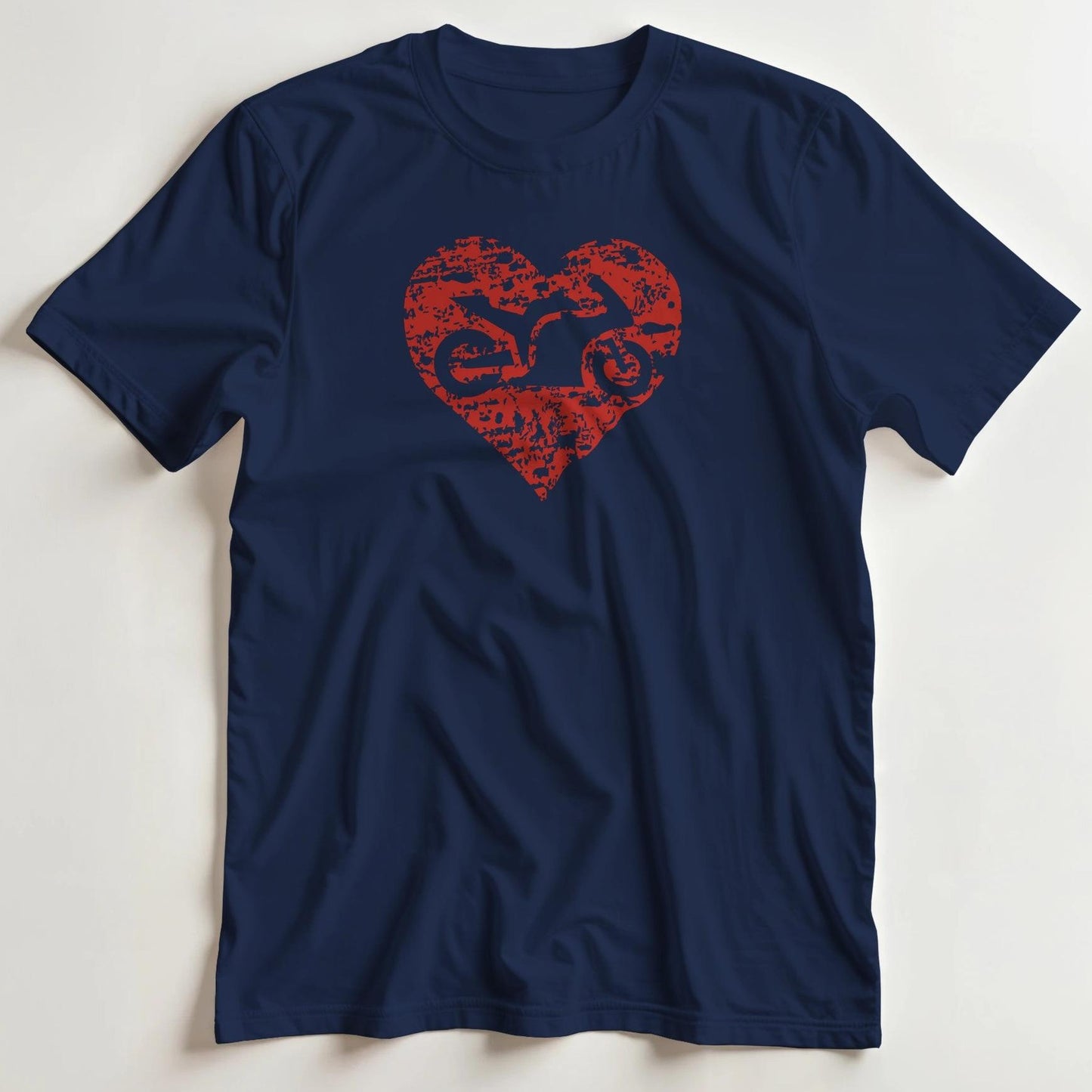 T-shirt en coupe unisexe et 100% coton en Marine S imprimé avec un design Moto et Cœur T-Shirt .