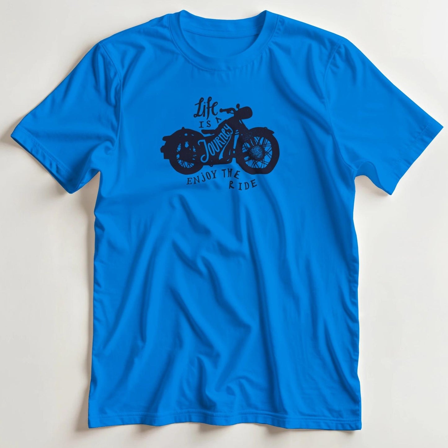 T-shirt en coupe unisexe et 100% coton en Royal 2XL imprimé avec un design Life Is A Journey Moto T-Shirt .