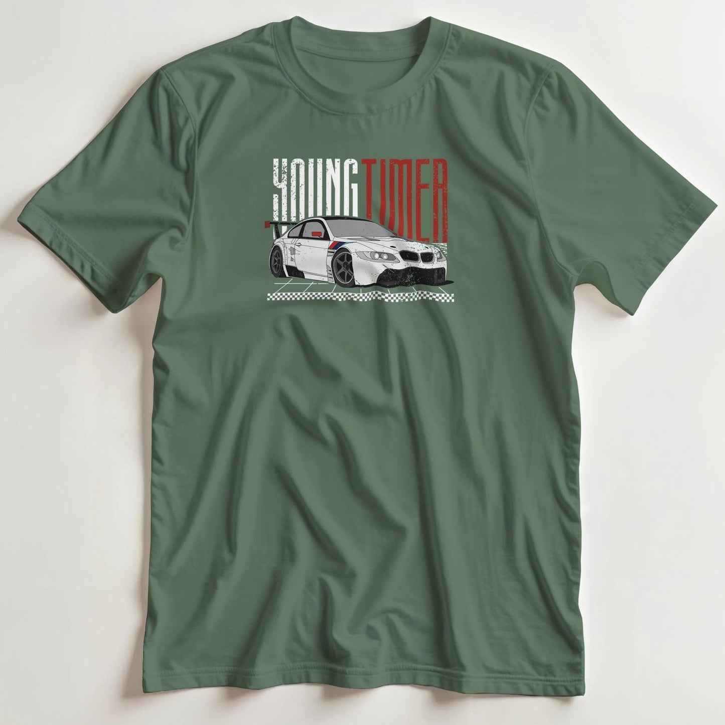 T-shirt en coupe unisexe et 100% coton en Vert Mil. XL imprimé avec un design Youngtimer T-Shirt .