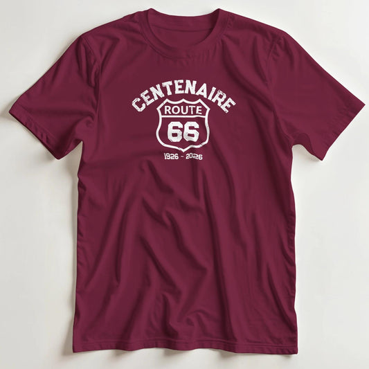 T-shirt en coupe unisexe et 100% coton en Bordeaux S imprimé avec un design Centenaire 66 T-Shirt .