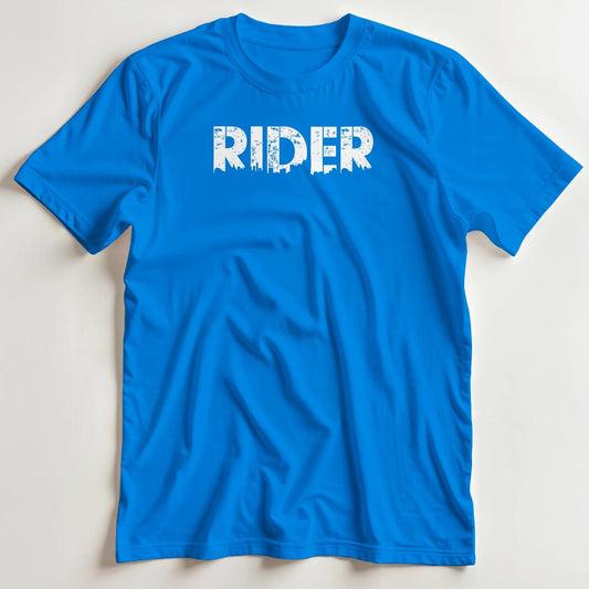 T-shirt en coupe unisexe et 100% coton en Royal S imprimé avec un design Rider T-Shirt .