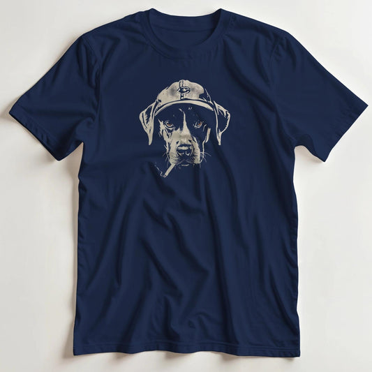 T-shirt en coupe unisexe et 100% coton en Navy S imprimé avec un design Chien Vintage T-Shirt .