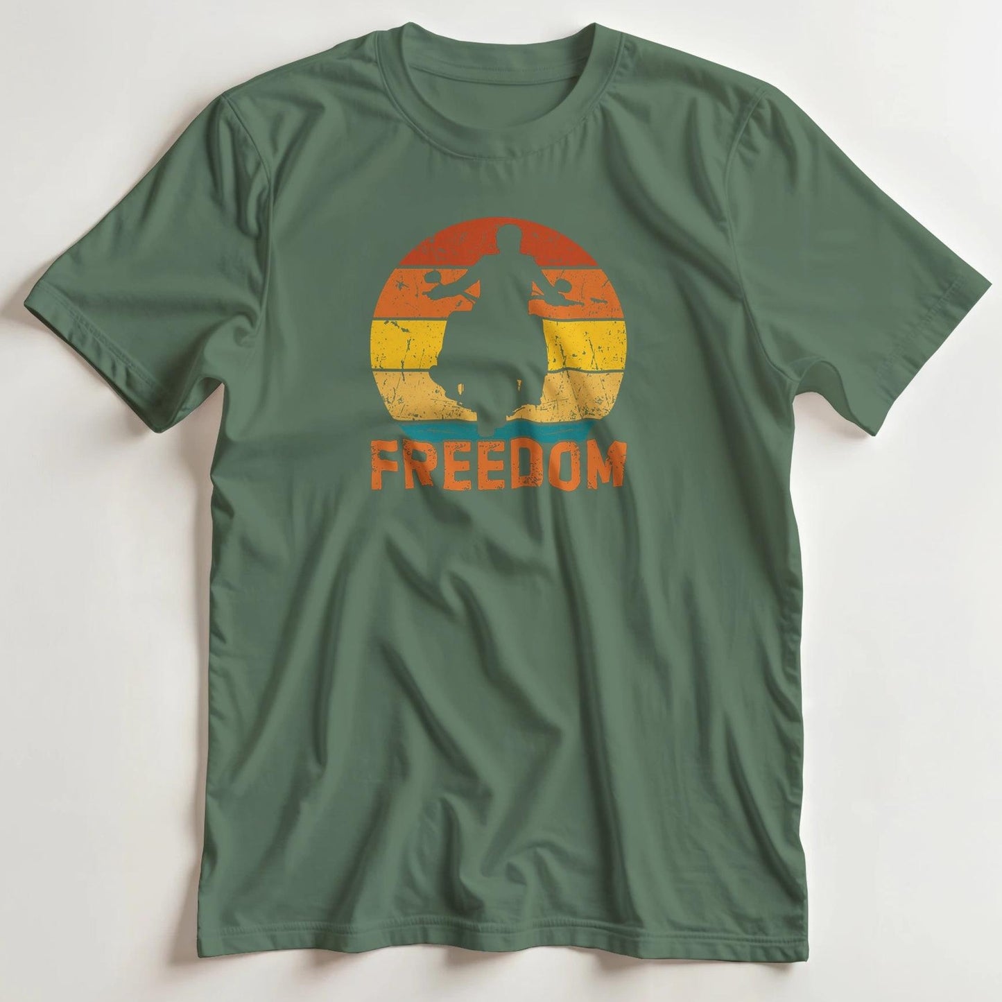 T-shirt en coupe unisexe et 100% coton en Vert Mil. 3XL imprimé avec un design Freedom T-Shirt .