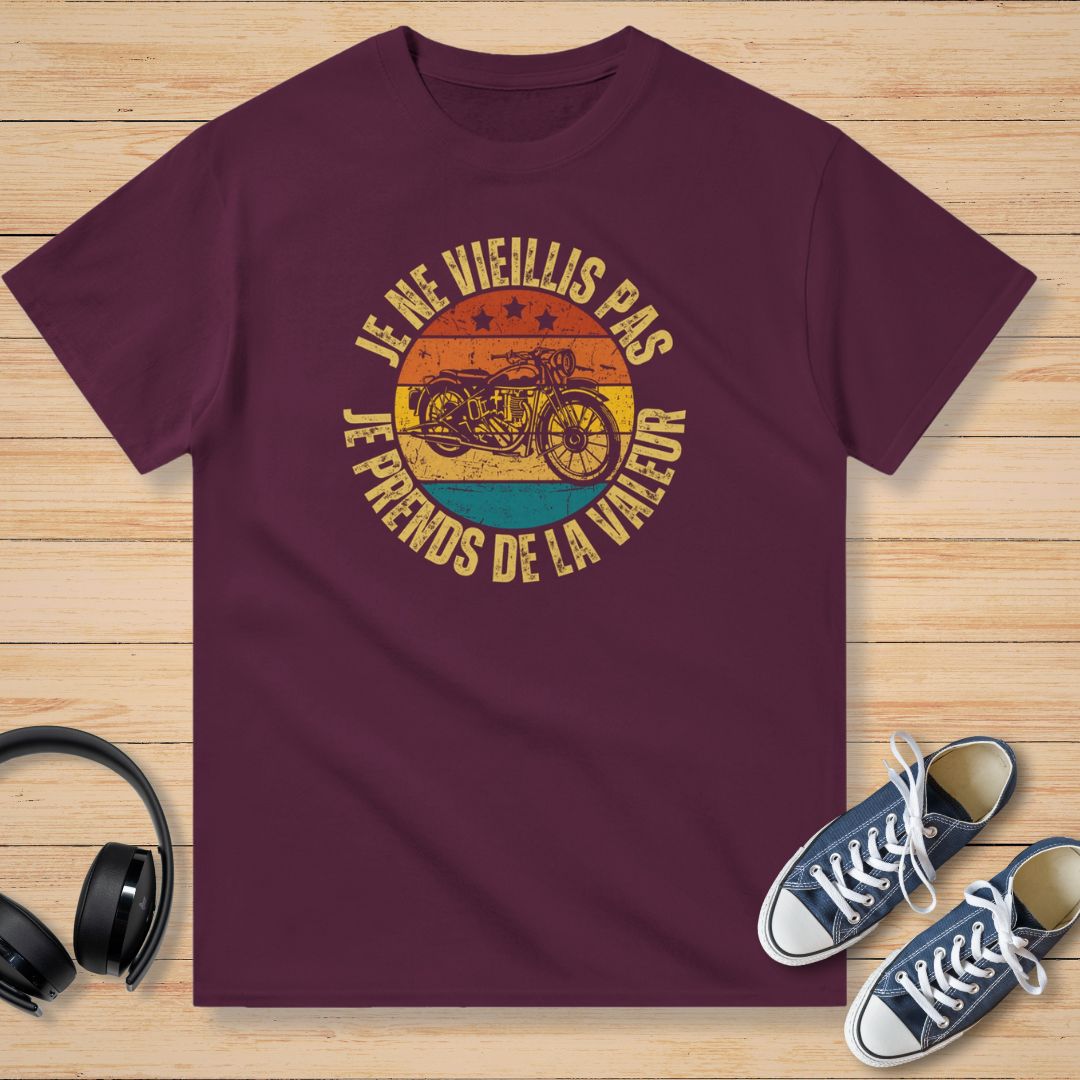 Je Ne Vieillis Pas Sunset T-Shirt Bordeaux