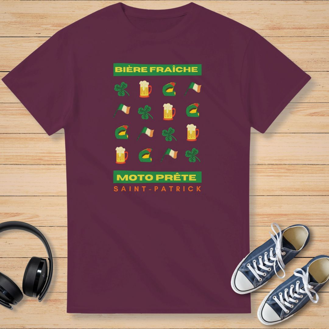 Saint-Patrick Bière T-Shirt Bordeaux