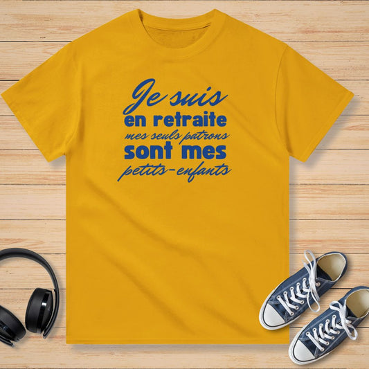 En Retraite Petits-Enfants Bleu T-Shirt Gold