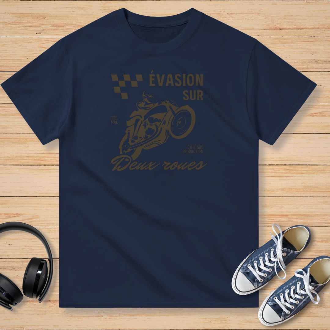 Évasion Sur Deux Roues T-Shirt Marine