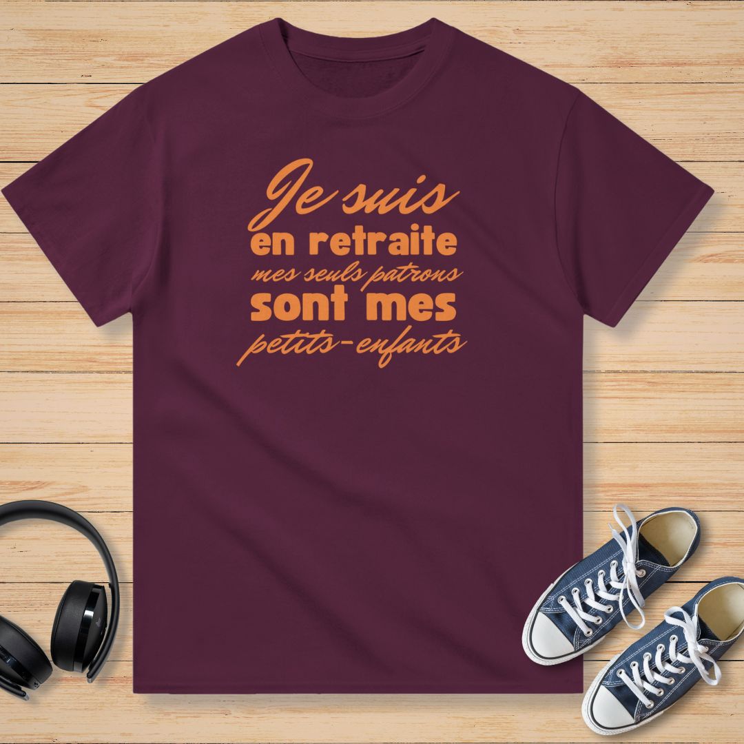 En Retraite Petits-Enfants Orange T-Shirt Bordeaux