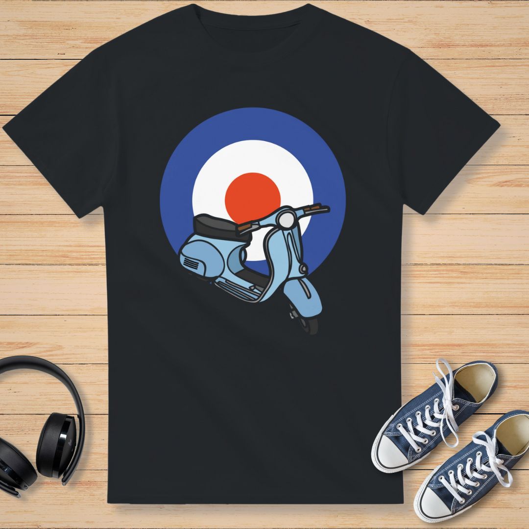 Scooter Mod Bleu T-Shirt Noir