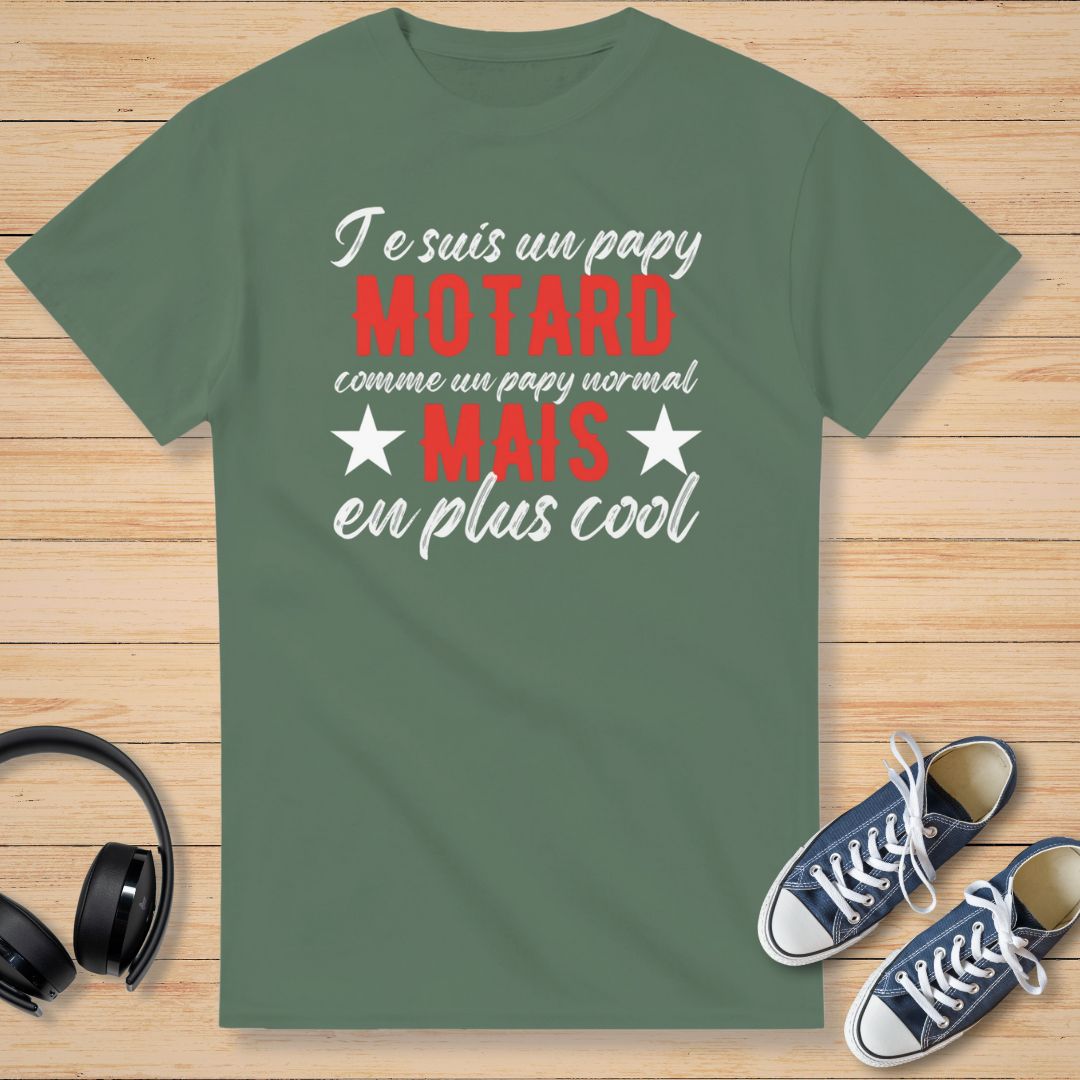 Papy Motard Cool T-Shirt Vert militaire