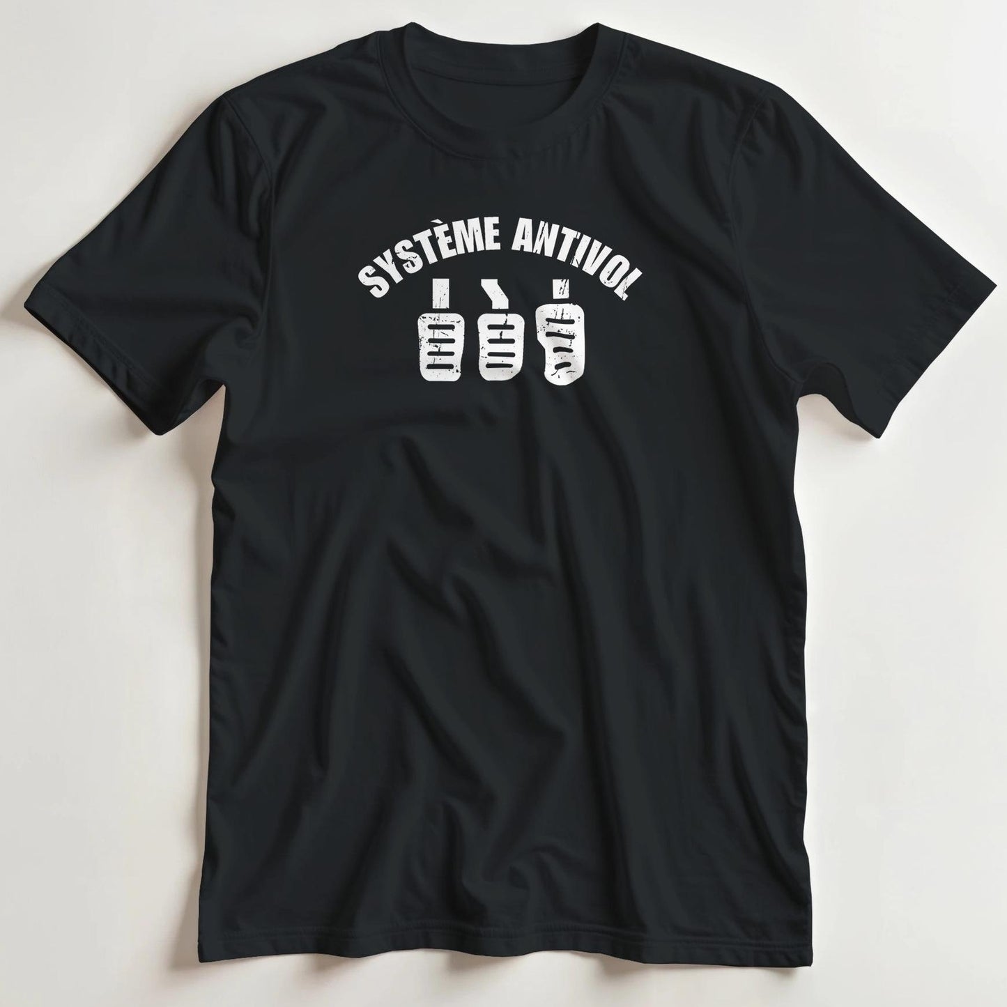 T-shirt en coupe unisexe et 100% coton en Noir S imprimé avec un design Antivol T-Shirt .