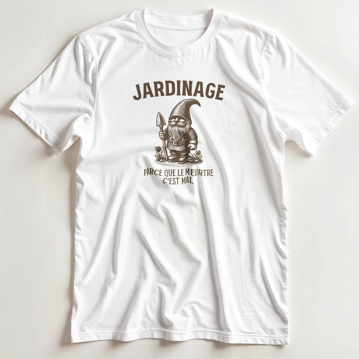 T-shirt en coupe unisexe et 100% coton en Blanc S imprimé avec un design Jardinage T-Shirt .