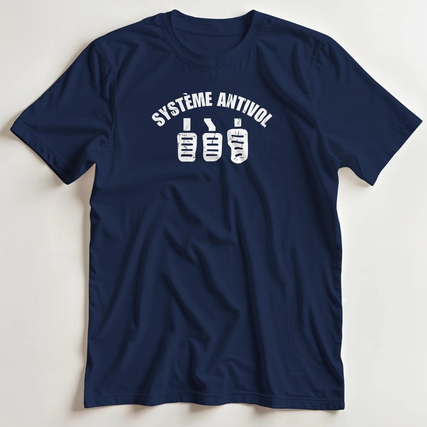 T-shirt en coupe unisexe et 100% coton en Marine S imprimé avec un design Antivol T-Shirt .