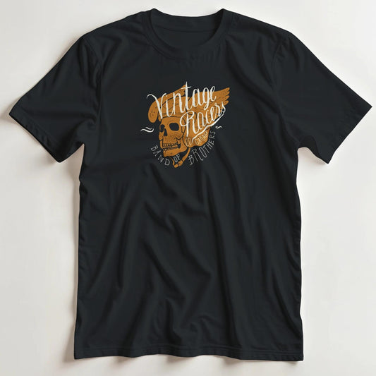 T-shirt en coupe unisexe et 100% coton en Noir S imprimé avec un design Vintage Racers Moto T-Shirt .