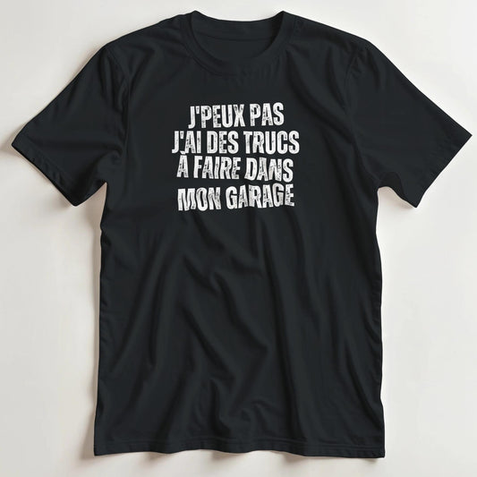 T-shirt en coupe unisexe et 100% coton en Noir S imprimé avec un design J'Peux Pas Garage N&B T-Shirt .