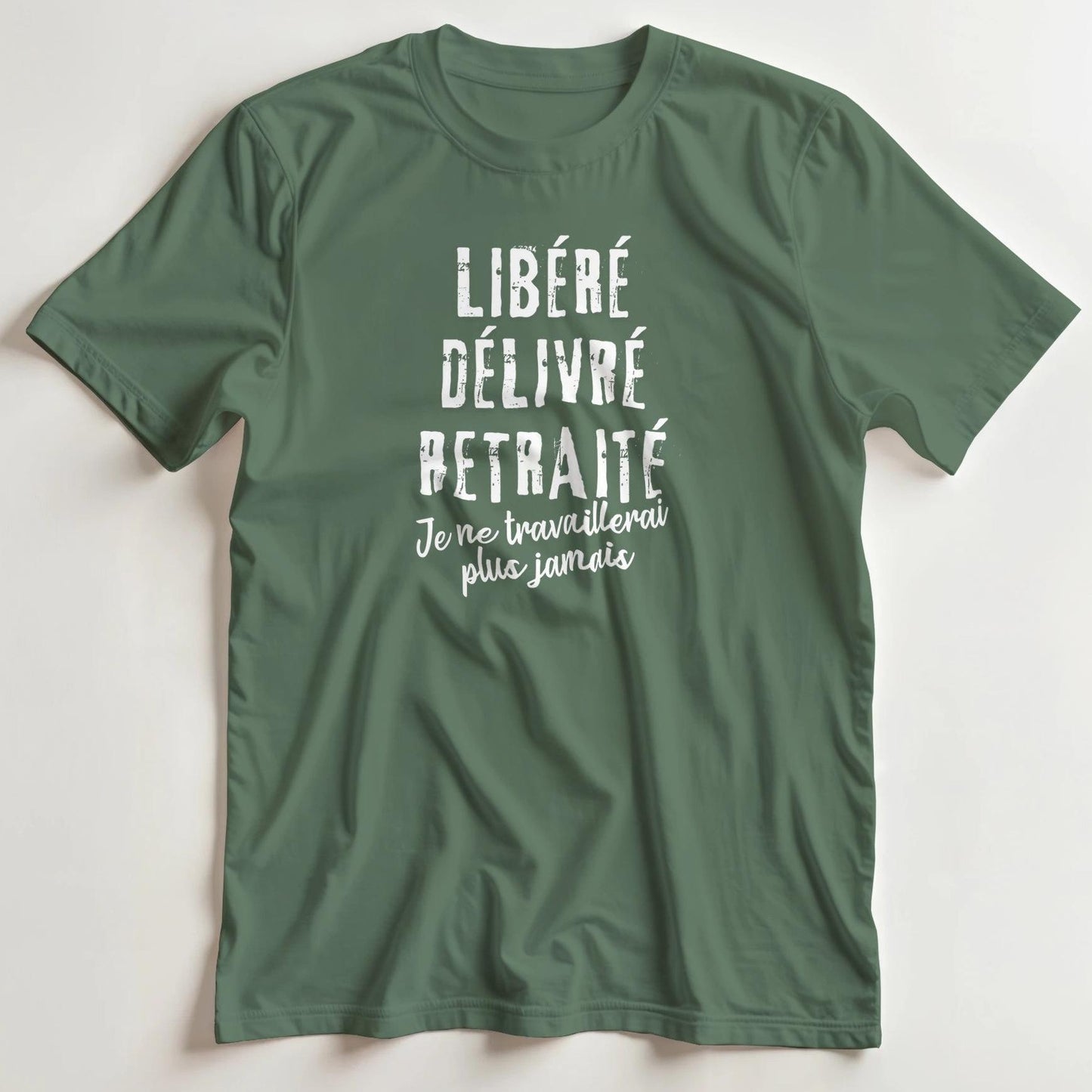T-shirt en coupe unisexe et 100% coton en Vert militaire XL imprimé avec un design Libéré T-Shirt .
