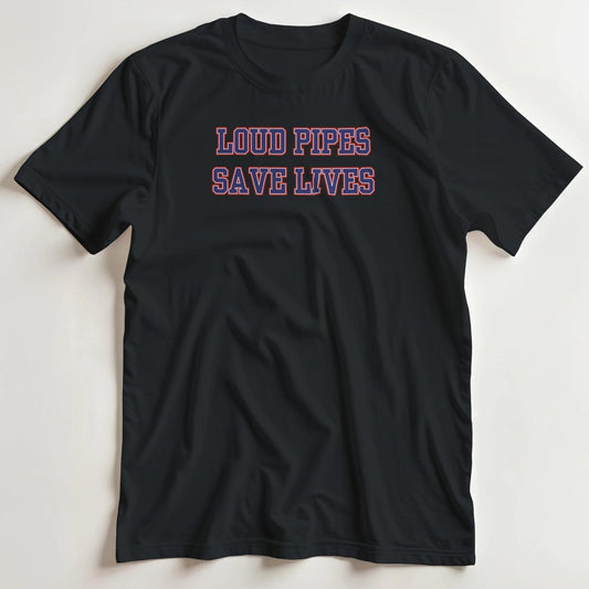 T-shirt en coupe unisexe et 100% coton en Noir imprimé avec un design Loud Pipes T-Shirt .