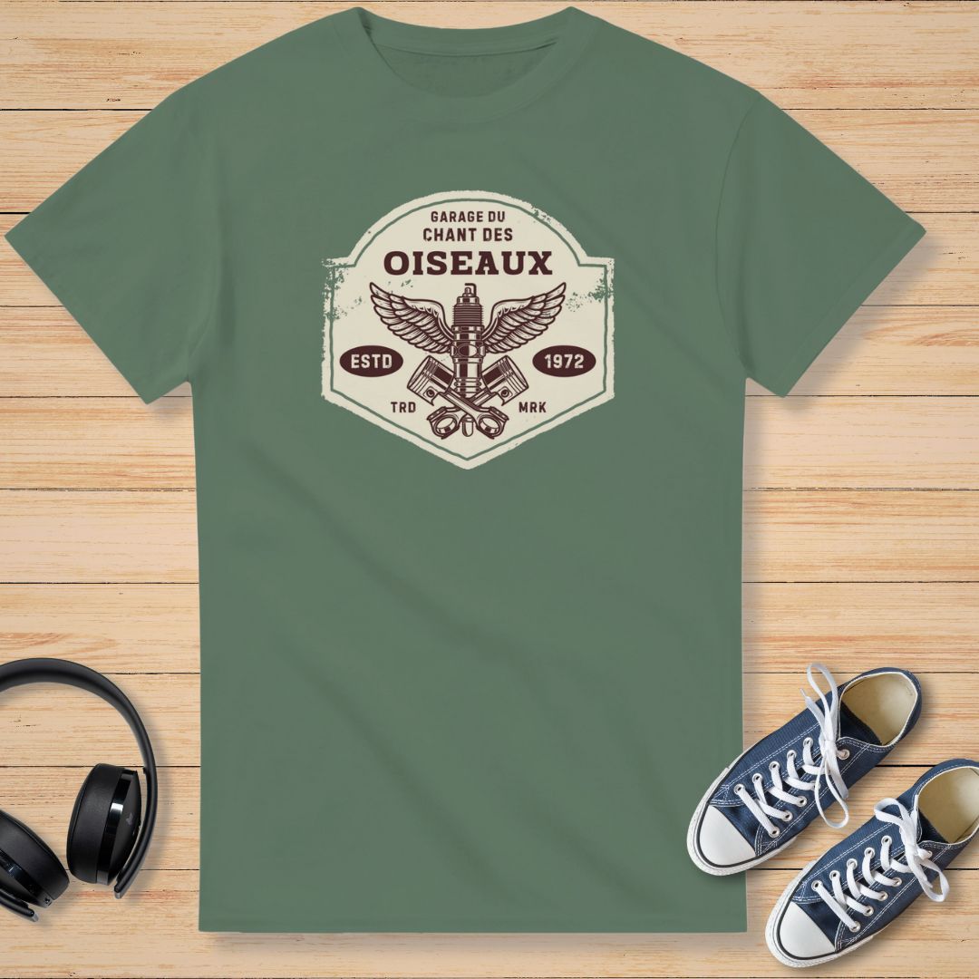 Oiseaux Garage T-Shirt Vert militaire