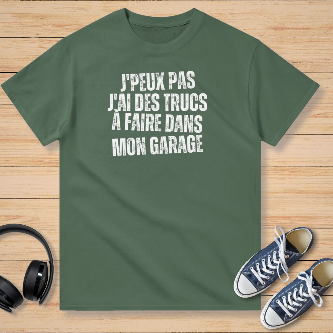 J'Peux Pas Garage N&B T-Shirt Vert militaire