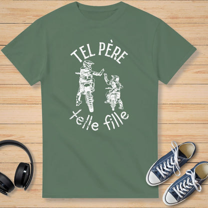 Père Fille T-Shirt Vert militaire