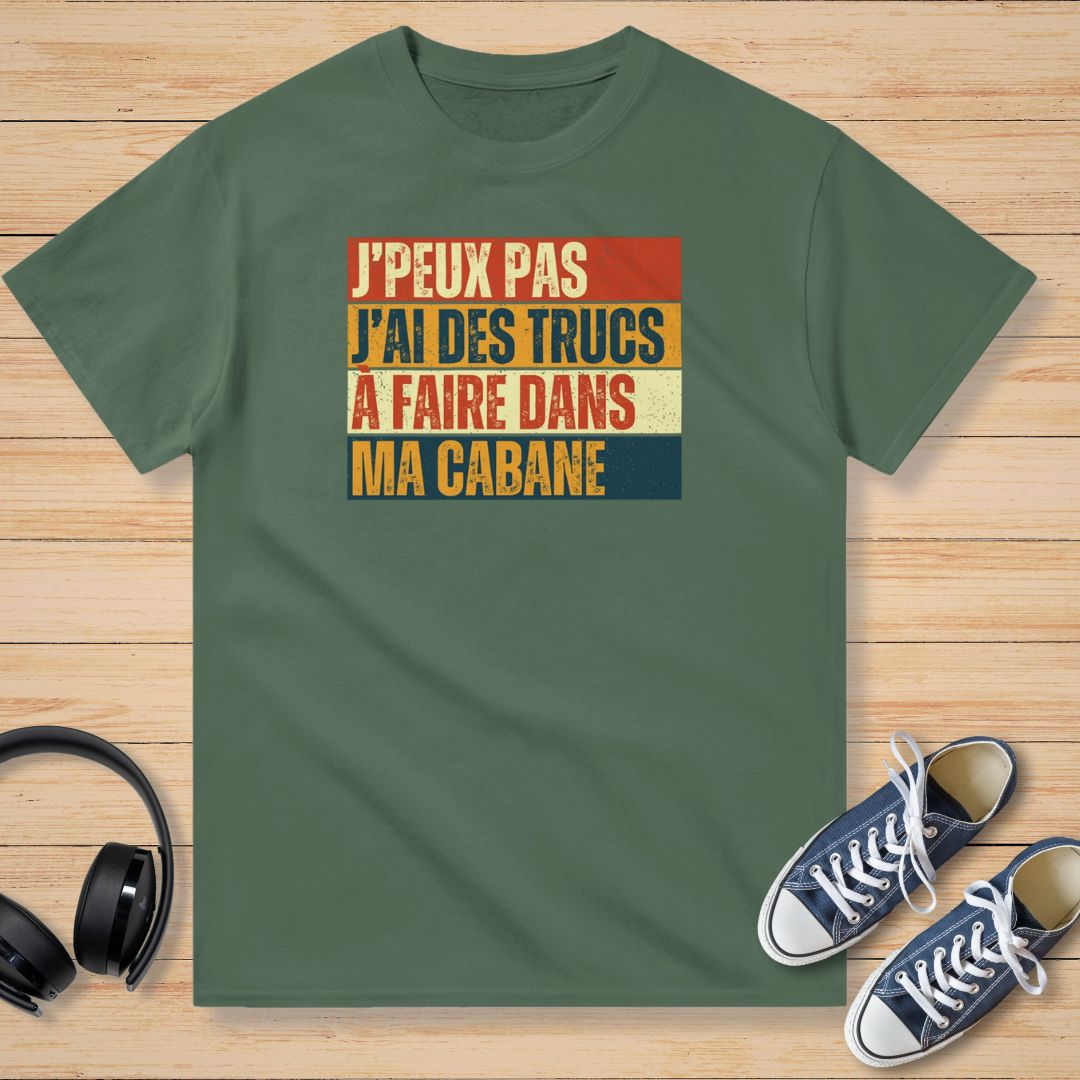 J'Peux Pas Cabane Vintage T-Shirt Vert militaire