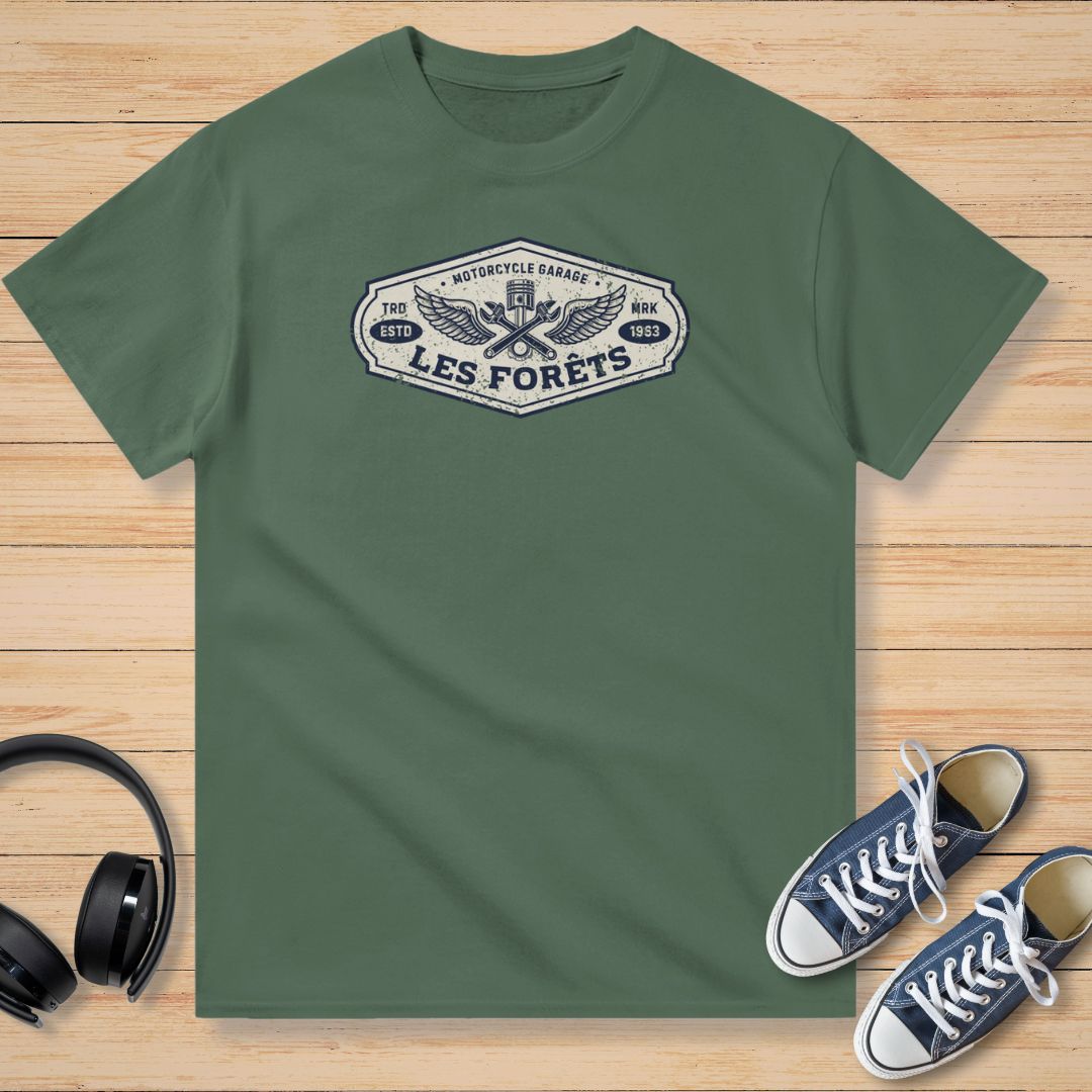 Les Forêts Garage T-Shirt Vert militaire